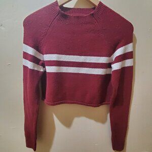 Girls Hollister Red Knit Cropped Long Sleeve Sweater